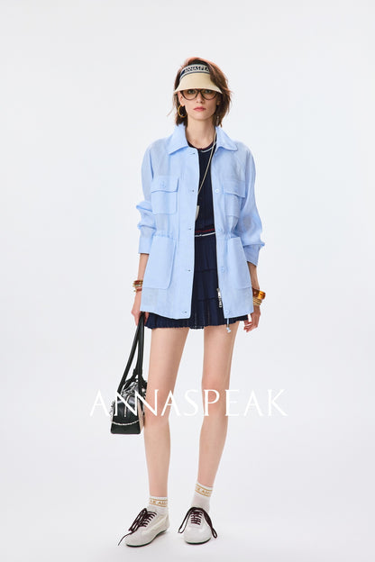 ANNASPEAK  linen light drawstring shunting jacket-SAYE.
