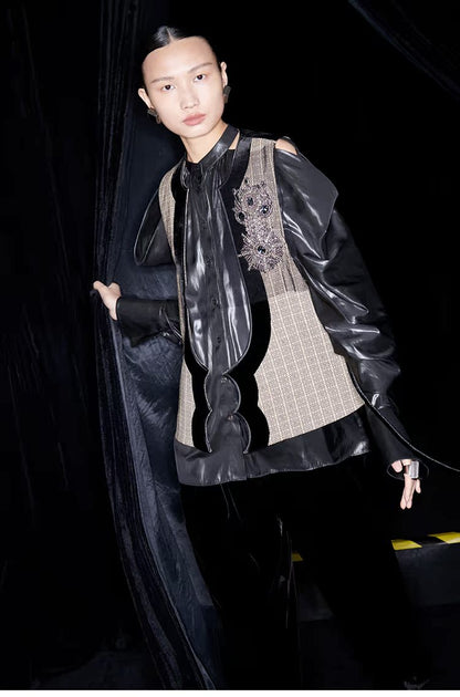 M essential Mackay designer multi-layered embroidered ethnic vest - jack.