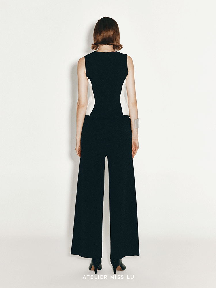 ATELIER MISS LU Fall/Winter cashmere wide-leg straight-leg Pants - MARSH