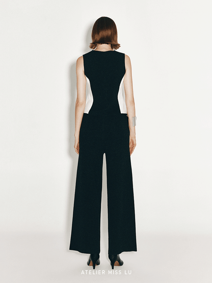 ATELIER MISS LU Fall/Winter cashmere wide-leg straight-leg Pants - MARSH