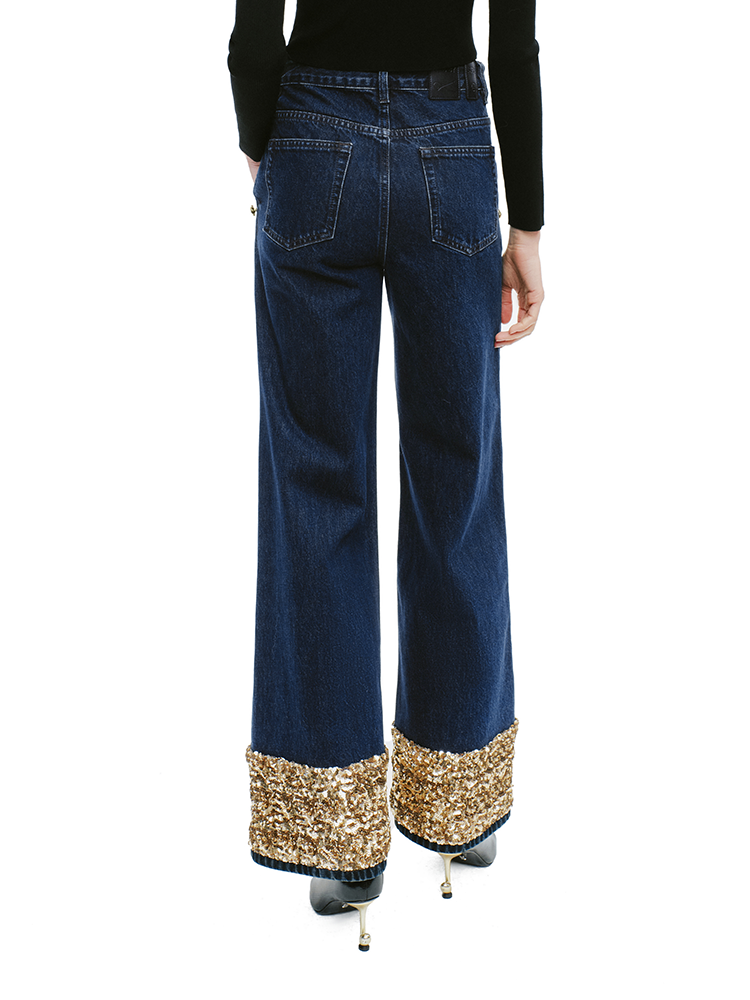 YES BY YESIR  beaded straight-leg jeans - PROP.