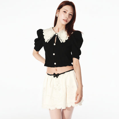 FAME Beaded Collar Knit Top- CLARA
