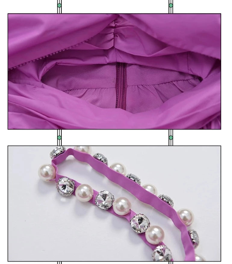 Classy Three-Dimensional Lavender Purple Shoulder Cocktail Skirt Dress - Buanc