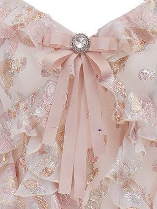 Wardrobes by Chen Luxury Ruffled Bow silk Resort Dress-Ania