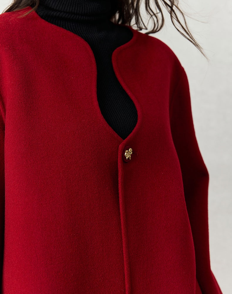 HECO winter double-sided woolen  black red apricot coat women - glory.