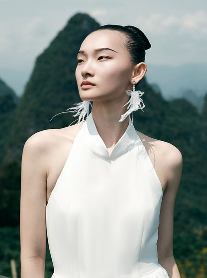 HECO Chinese Style Spell Receiving Waist Sleveless Dress - SIMMER.
