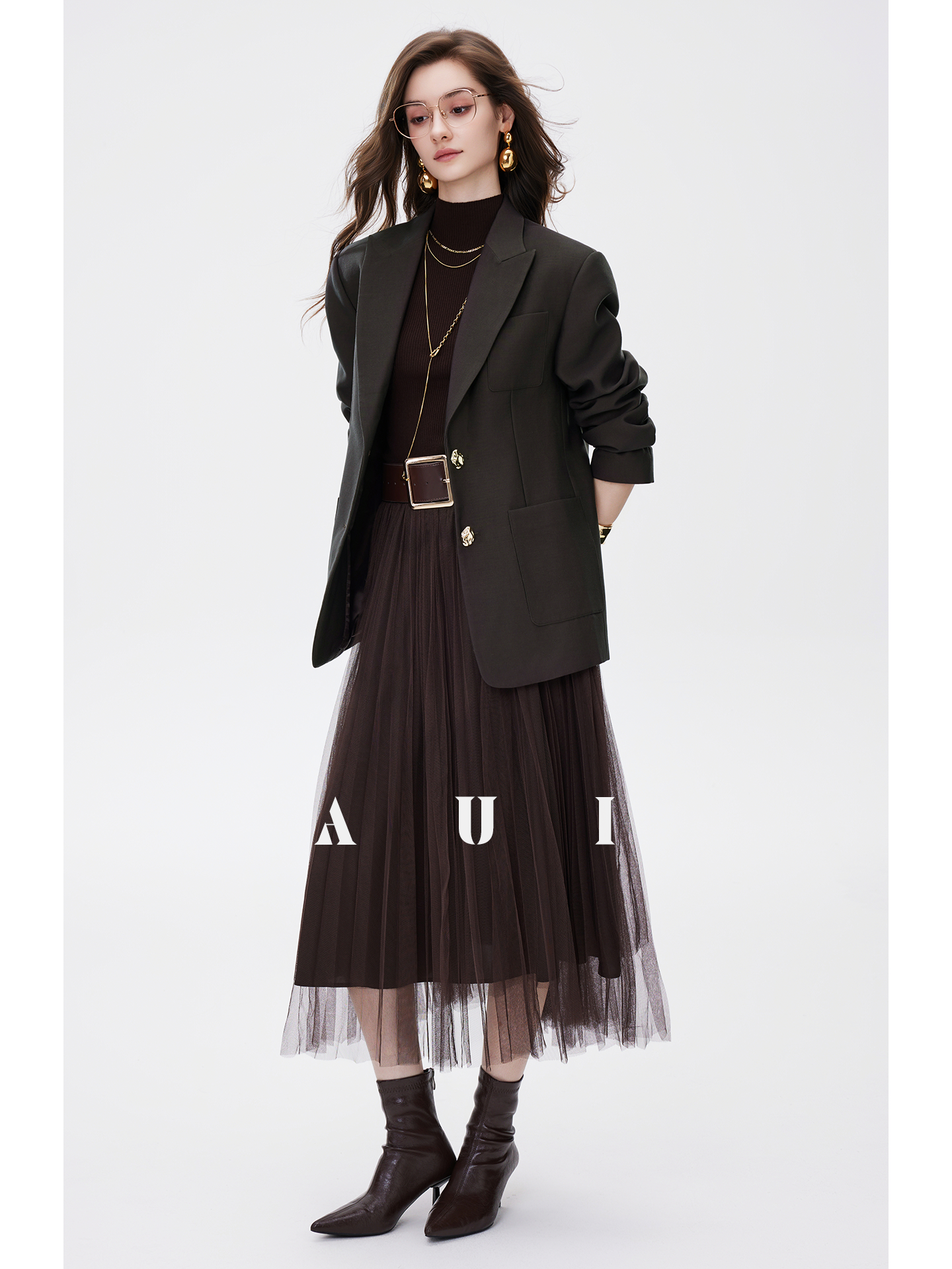 AUI Casual Blazer New High-end Temperament Suit Two-Piece Skirt - Hae-Won.