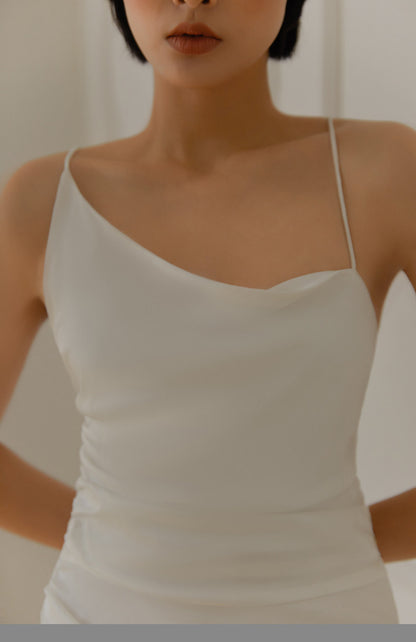 GOUDIN women's white suspender evening dresses-LON.