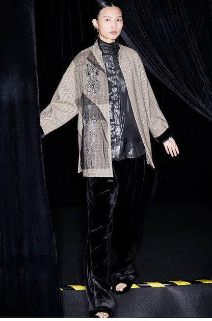 M essential Mackay designer brand embroidered new Chinese cardigan top - grunt.