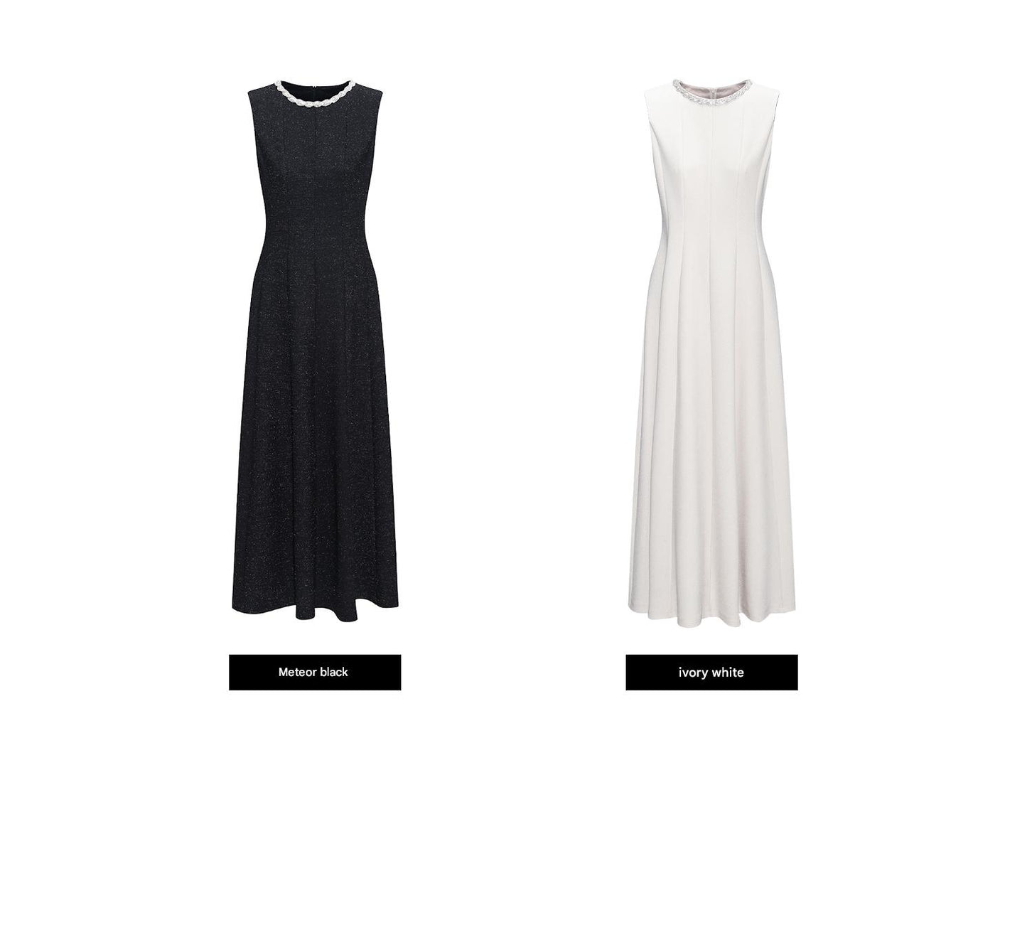 WANGXO | Sequin Silk Knit Dress with Vertical-Cut Waist A-Line Hem  SÉLI.