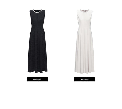 WANGXO | Sequin Silk Knit Dress with Vertical-Cut Waist A-Line Hem  SÉLI.