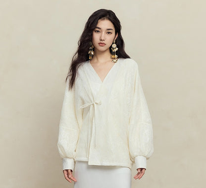 HECO Dolman Sleeve Mesh Lace Embroidery Shirt Top Women - hey.