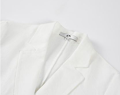 COMME MOI White Commuter Linen Notched Lapel Suit - MESSIAH.