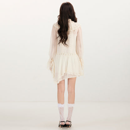 FAME Embroidered Trim Chiffon Dress - STELLA