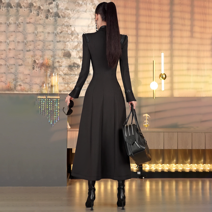 VJE Women's splicing long sleeve long dress- SOJ.