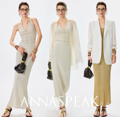 ANNASPEAK dry soft and cool VISCOSE pit strip suspender straight skirt set-CHOTA.