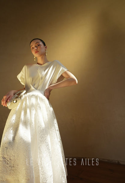 LE VENT&TES AILES  handmade Lush 100 cotton 3d flower short-sleeved top-Lyra