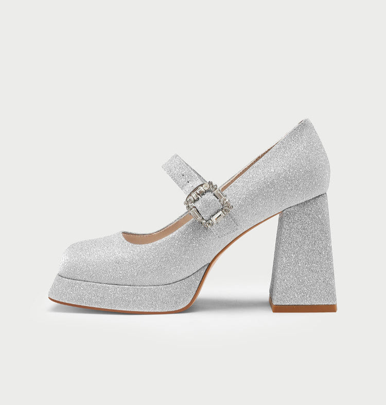 pjjuu thick-soled Mary Jane High Heel - TANG