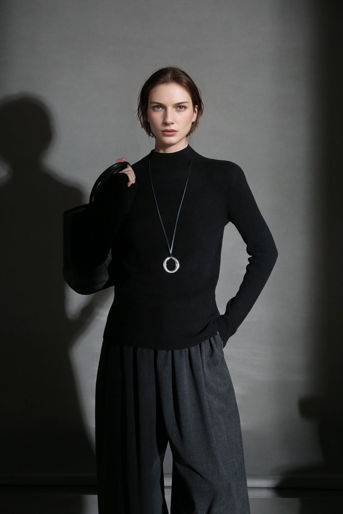 PIAOIN minimalist wool base layer women's turtle neck sweater top-GENA