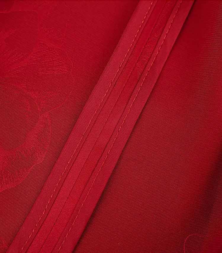 HECO Chinese Peony Buckle Short Sleeve Acetate Tassel Top - TEACH .