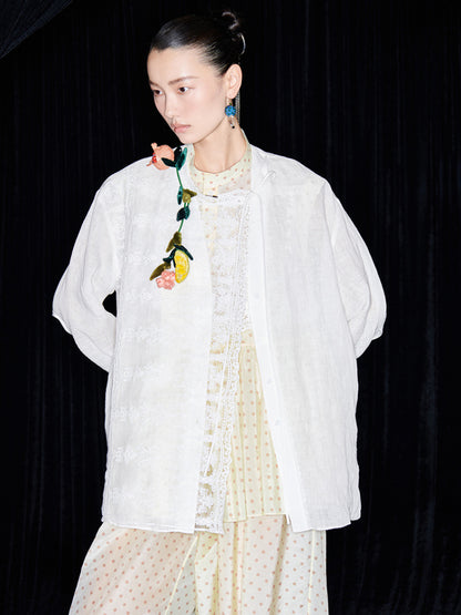 M essential Mackay designer polka dot silk cotton elasticated wide-leg trousers - YVONE.