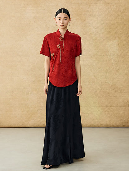 HECO Chinese Handmade Beaded Embroidery Buckle T-Shirt  - MATES .