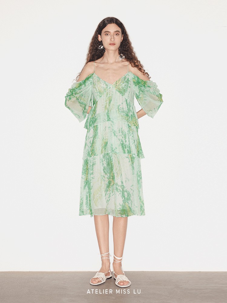 ATELIER MISS LU layered panelled off-the-shoulder slip dress - MICAH