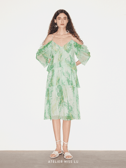 ATELIER MISS LU layered panelled off-the-shoulder slip dress - MICAH