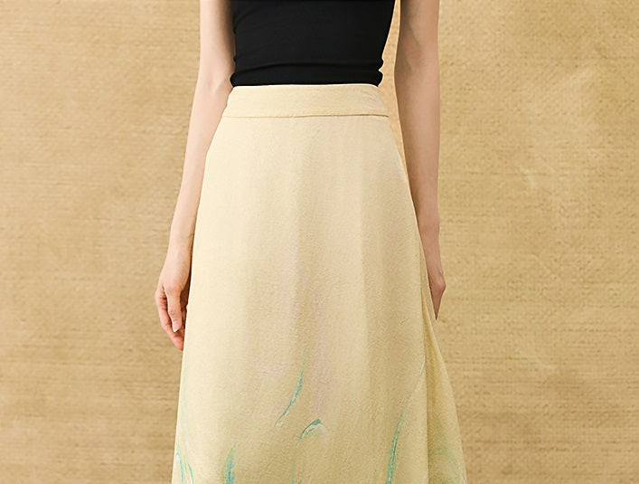 HECO Chinese Style Gradient Print Summer Temperament Charm Skirt - ZADE.