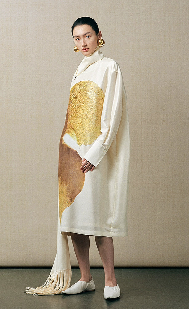 ZHUCHONGYUN crew neck midi cocoon printed dress-KOMACHI.