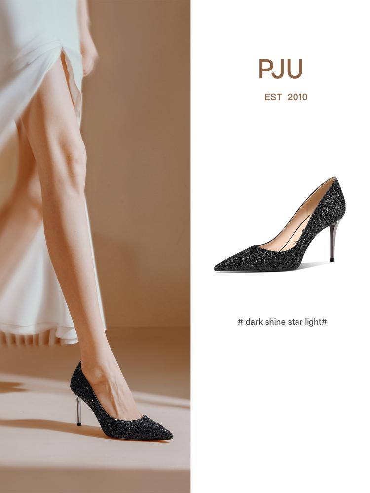 PJJUU black pointed toe high heels - ZEDO.