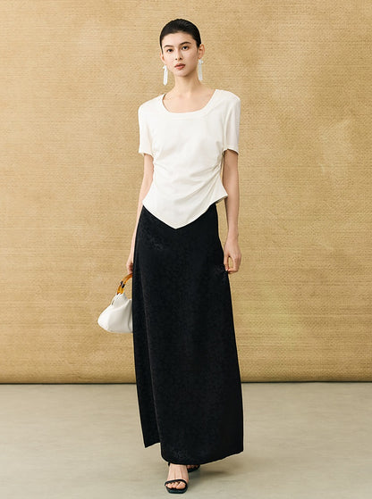 HECO Chinese Acetate Small Square Neck Short Sleeve Top- BEAK.