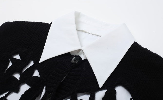 ZHUCHONGYUN  contrasting cut-out knit top--YOSHIDA.