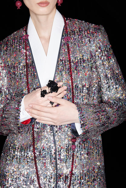 M essential Ma Kai designer Yao Ye embroidered deep V-neck straight suit - FAY.