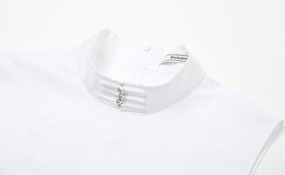 ZHUCHONGYUN White Chinese Buckle Stand Collar Sleeveless Shirt-GINTOKI.