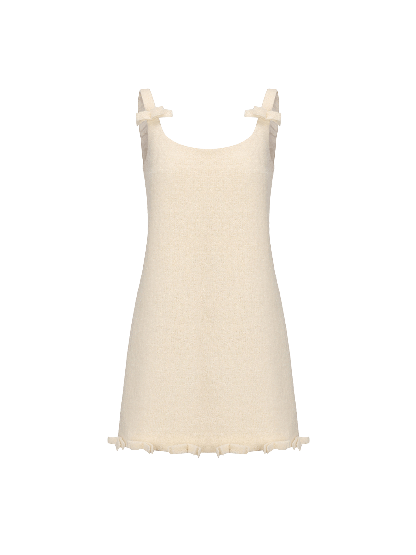 AtelierMissLu Bow Patchwork Sheep Wool Slip Dress - BRADS.