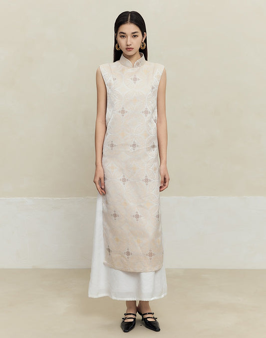 HECO Cheongsam Spring Stand-up Collar Two-Piece Dress Women - side.