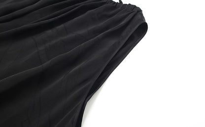 ZHUCHONGYUN  Black Jacquard Drawstring Lace-up Sleeveless Top-CHUG.