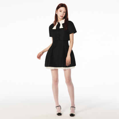 FAME contrast bow jacquard jacket - CAROLINE