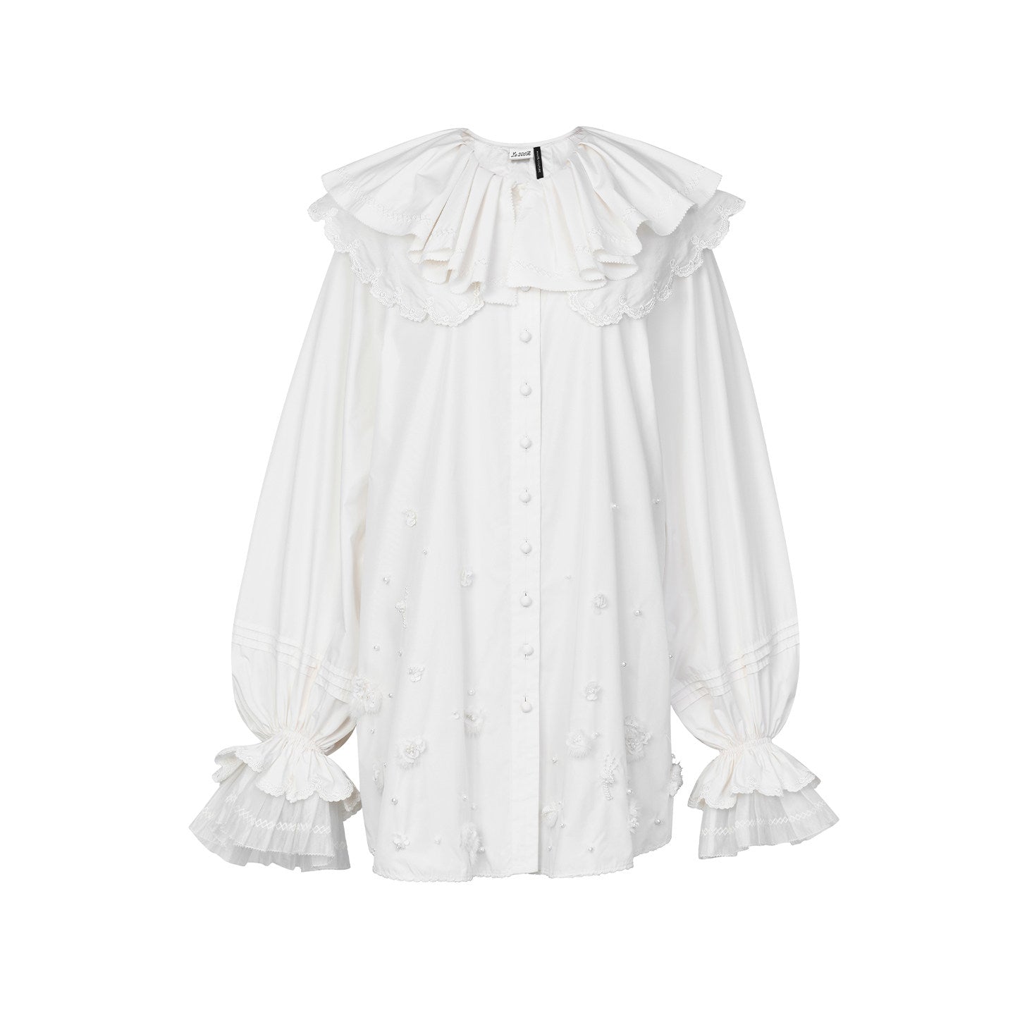 FAME flower embroidered lapel top loose jacket - CADEN