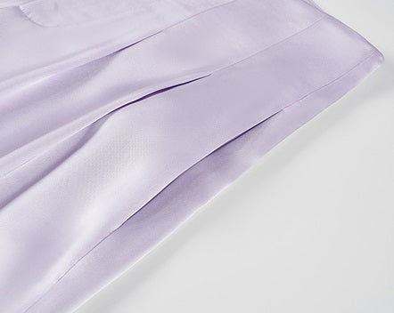 COMME MOI Lv Yan designer summer women's purple double-faced satin straight pants - HARTLEY.