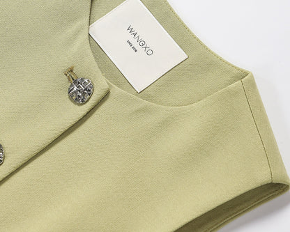 WANGXO |Custom Metal Buckle Round Neck Umbrella Hem Waist Vest- KIRA.