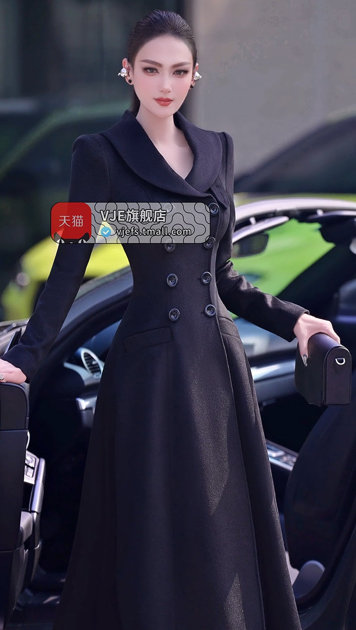 VJE  Warm Woolen Double-breasted Thickened Coat-JONG.