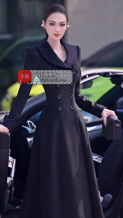 VJE  Warm Woolen Double-breasted Thickened Coat-JONG.