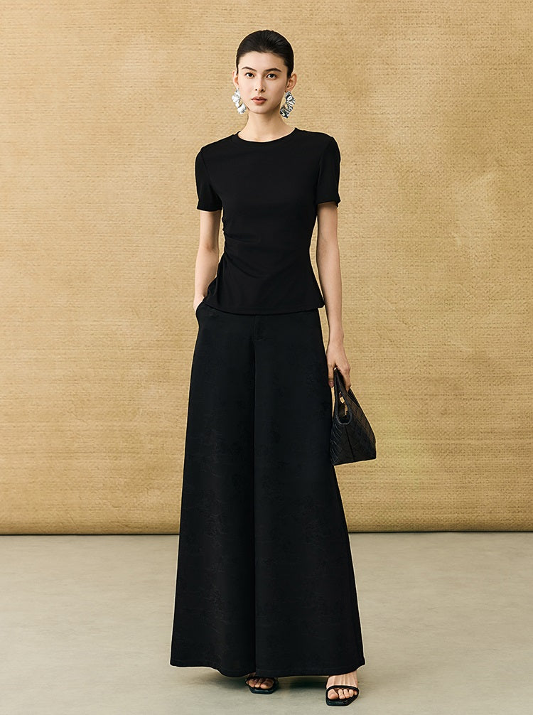 HECO Chinese high-end acetate jacquard drape slimming trousers - QUEEN.