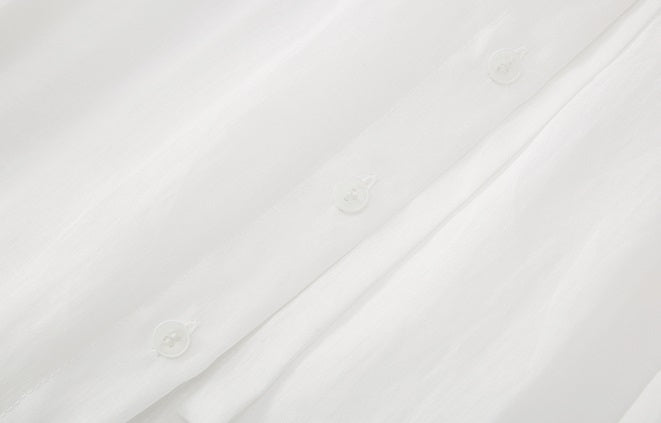 ZHUCHONGYUN  placket drawstring loose light balloon sleeve top-RAMIE.