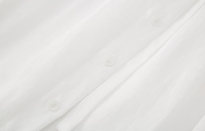 ZHUCHONGYUN  placket drawstring loose light balloon sleeve top-RAMIE.