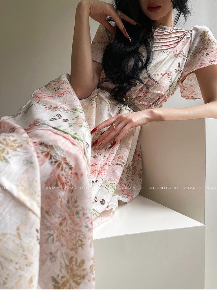 retro flower print dress Handmade Vintage Red Cotton Sleeveless Retro Flower Print Dress