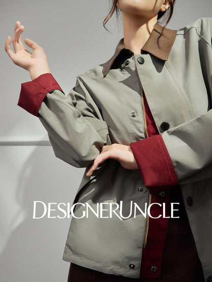 DGU "Blank" gray and green wine red leather black cool and sassy high-end jacket - Sidney.