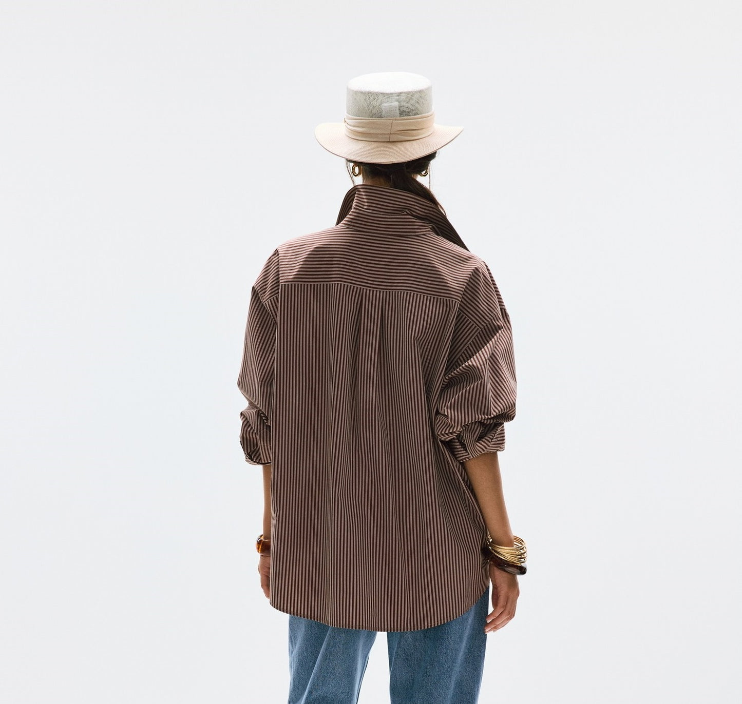 ANNASPEAK multi-wear French side buckle long staple cotton  style shirt-MYSTIC.